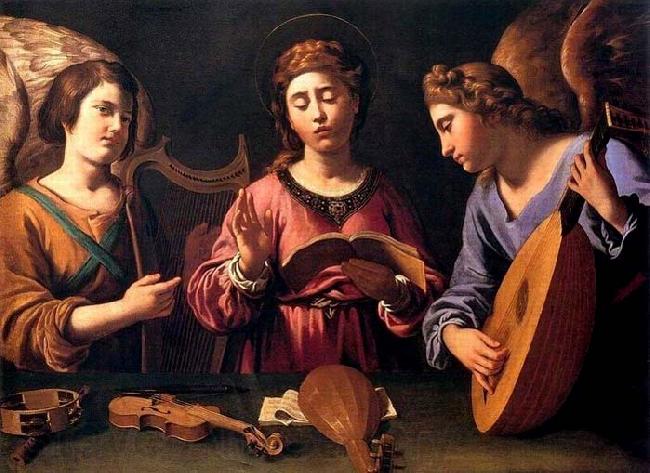 GRAMATICA, Antiveduto St Cecilia with Two Angels Spain oil painting art
